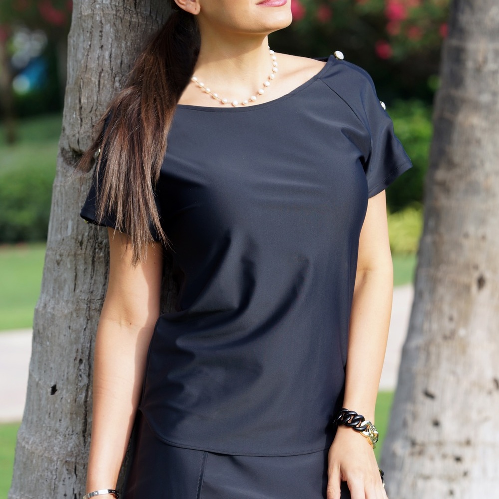 CENTRE COURT ACTIVEWEAR MANZANO TOP (BLACK)